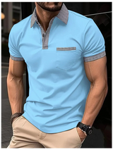 2023 Fashion Men's Short Sleeve Polo Shirt Man Plaid Collar POLO Tee Male Casual Collar T-Shirt Clothing