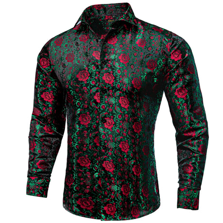 Luxury Silk Polyester Casual Shirts for Men Long Sleeve Blouse Prom Tuxedo Formal Purple Paisley Designer Men Clothing