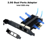 2500Mbps Pcie To RJ45  Intel I226 Network Card 2.5G Gigabit Ethernet Dual Ports 100/1000/2500Mbps Network Card For Desktop