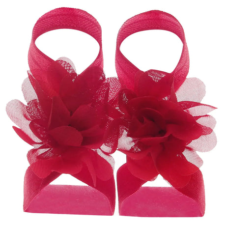 Cute Flower Chiffon Baby Sandals Soft Breathable Solid Color Strappy Barefoot Sandals Sandals Baby Girls Boys Children Shoes