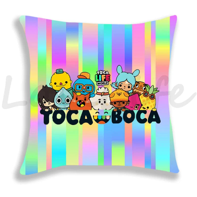 Cute Cartoon Toca Life World Pillow Case Home Decorative Pillowcases Bedroom/Sofa Cushion Covers 45*45cm Kids Anime Pillow Cover