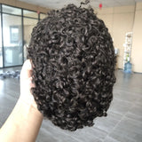 Undetectable Afo Man Jet Black 18mm Curly Micro Skin Base Men Toupee Natural Hairline Man's Curly Human Hair Prosthesis System