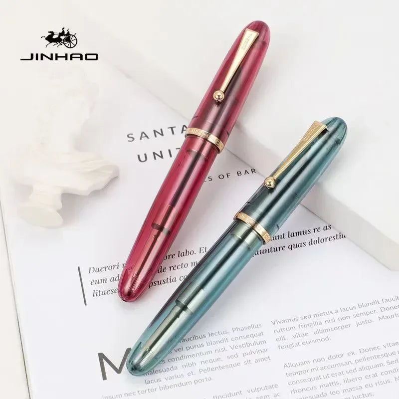 JinHao 9019 Luxury Fountain Pen Luxury Elegant  Acrylic Transparent Spin Pen F M Stationery Office School Supplies Writing Pen