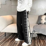 Harajuku Wide leg Sweatpants Oversize Men Streetwear Side Button Baggy Pants Casual Sport Split Basketball Women Track Trousers