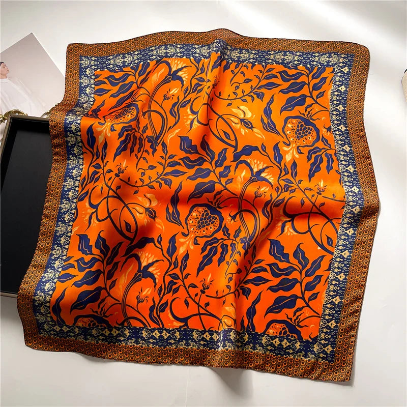 2023 Fashion Wraps Satin Hijab Luxury Square Scarf for Women Hair Bands Ribbon Headband Silk Shawl Neckerchief Female Bandana