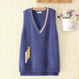 Plus Size Sweater Vest Women Clothing 4xl Loose Stripe Jacquard Knitted Pullover V-Neck Sleeveless Curve Jumper E2-1170