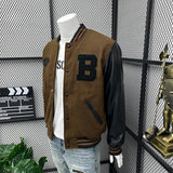 American High Street Thick Baseball Jacket for Men Winter Patchwork Letter Embroidered PU Leather Sleeves Varsity Coat Unisex