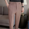 British Style Men High Waist Dress Pants 2023 Autumn Solid Color Casual Trousers Slim Fit Formal Suit Pants Fashion Men Clothing