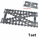 City Trains Parts Bridge Tunnel Model straight curved Rail Bricks soft Flexible Cross Tracks Railway  DIY Building Blocks