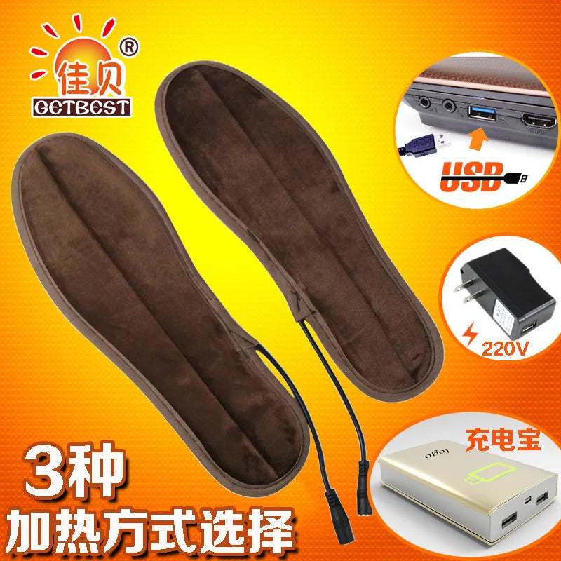 1/2PCS Heated Insoles Winter Shoe Inserts USB Charged Electric Insoles For Shoes Boot Keep Warm With Fur Foot Pads Shoes Insole