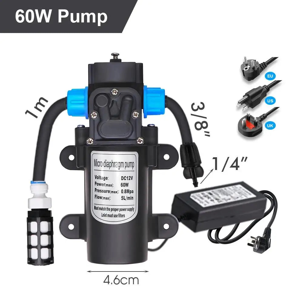 60W Self-Priming Pressurize Pump Mist Nozzle Watering System 20cm Flexible Adjustable Spray Timer Automatic Irrigation Equipment