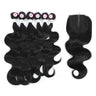 X-TRESS Body Wave Hair Bundles With Middle Part Closure Soft Synthetic Hair Weave Extensions For Black Women 7PCS One Pack