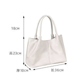 Simple White Shoulder Bag 2023 Women's PU Leather Soft Underarm Tote Bag School Large Capacity Bag Full Student Shopping Handbag