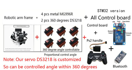 6 DOF DIY Robot Manipulator Metal Alloy Mechanical Arm Clamp Claw Kit MG996 Servo For Arduino Robotic Education Programmable Kit