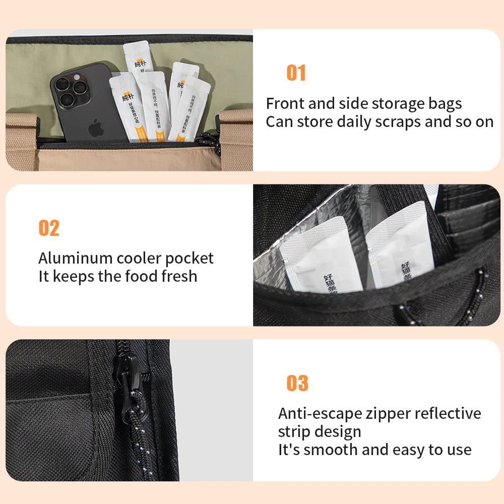 Soft Cat Dog Carriers Portable Breathable Foldable Shoulder Bag Outgoing Travel Puppy Kitten Handbag with Locking Safety Zippers