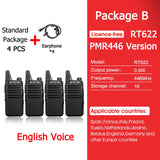 Retevis RT622 Mini Walkie Talkie 4 Pcs Walkie-talkies PMR446 FRS VOX Portable Two Way Radio Station for Restaurant Hotel