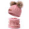 Baby Warm Winter Hats Scarf Gloves 3pcs Set Kids Toddler Bonnet Cute Pompom Knitted Hats Outdoor Warm Infant Accessories 1-5Y