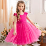 Elegant Short Pink Toddler Flower Girl Dresses Birthday Tulle Sleeveless Bow Pearls Princess Wedding Party Gown for Kids Baby