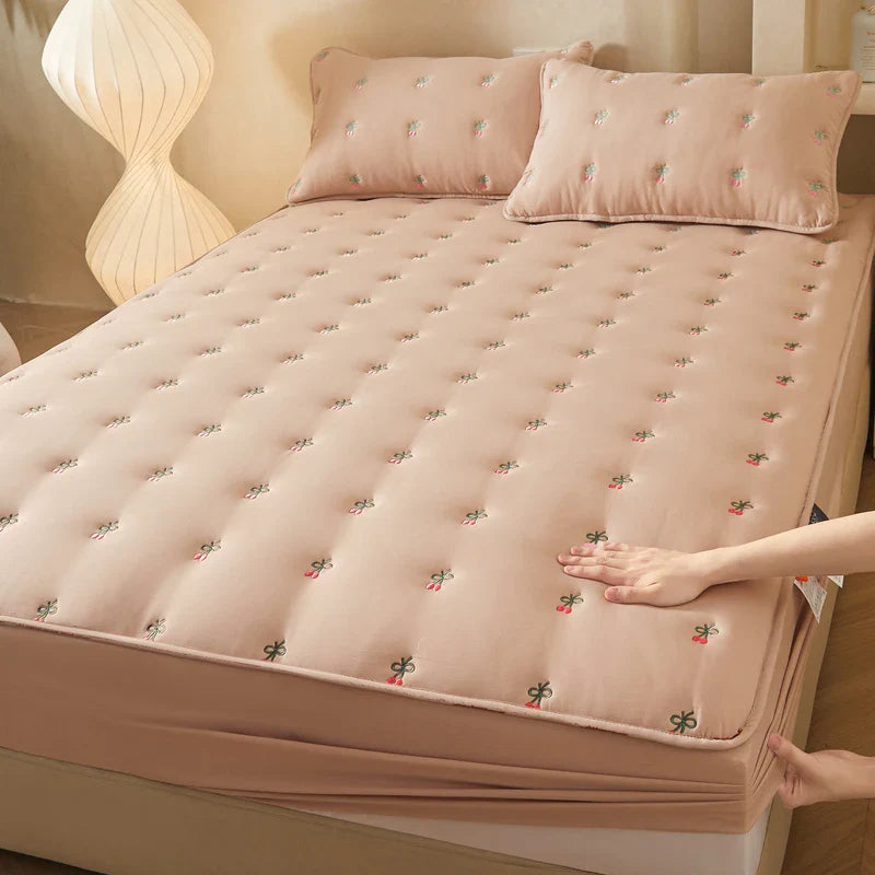 Thicken Mattress Cover 90x200 Fitted Sheets Queen Size Elastic Bedsheet Embroidered Bed Covers 매트리스커버 (Pillowcase need order)