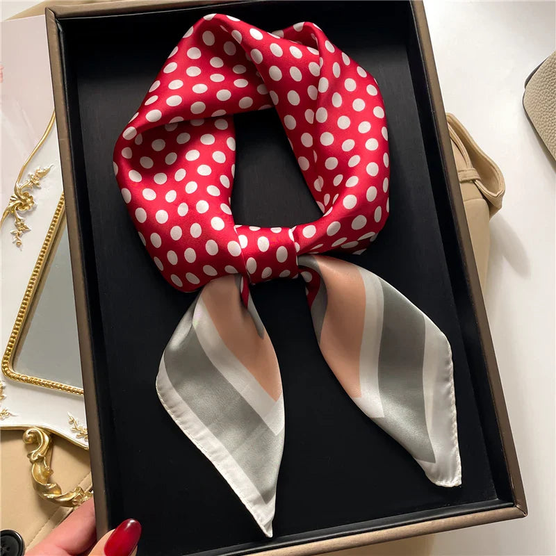 2023 Fashion Wraps Satin Hijab Luxury Square Scarf for Women Hair Bands Ribbon Headband Silk Shawl Neckerchief Female Bandana