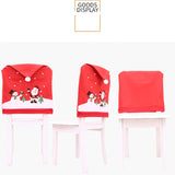 Christmas Santa Claus Snowman Chair Cover Red Printing  Stool  Restaurant Decor For Home Party Ornaments