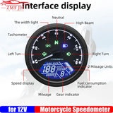 Universal Motorcycle Instrument Digital LCD Speedometer Meter Sensor Tachometer 0~12000RPM for 1-4 Cylinder Motorbike 12V