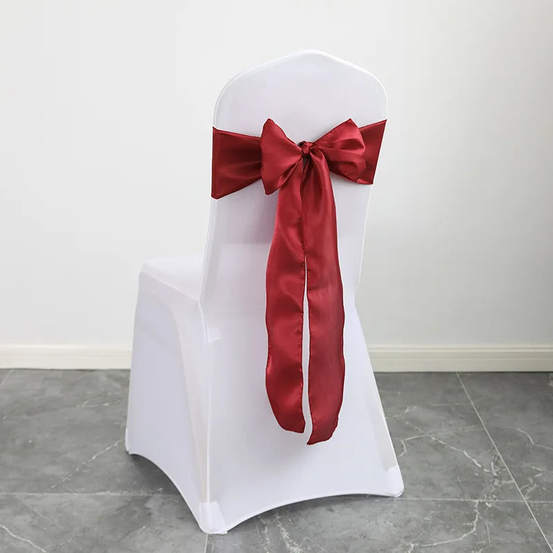 20pcs/set Satin Chair Sashes,17*275cm Silk Chair Ribbon Bows Chair Cover Chair Decoration For Wedding Banquet Party Event Hotel