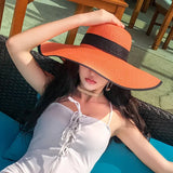 Summer Straw Hat Women's Hats Beach Holiday Visors Female Protection Big Eaves Bucket Hat Cap Women Sun Hat Panama Caps Foldable