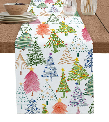 Merry Christmas Pink Old Man Snowflake Candy Wedding Decor Table Runner Kitchen Coffee Table Dining Table Fabric Home Decoration