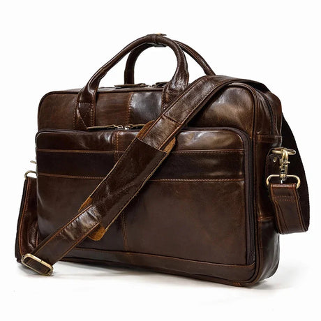 Newsbirds Men Briefcase Business Shoulder Bag Leather Messenger s Computer Laptop Handbag Men's Travel s 15" Male