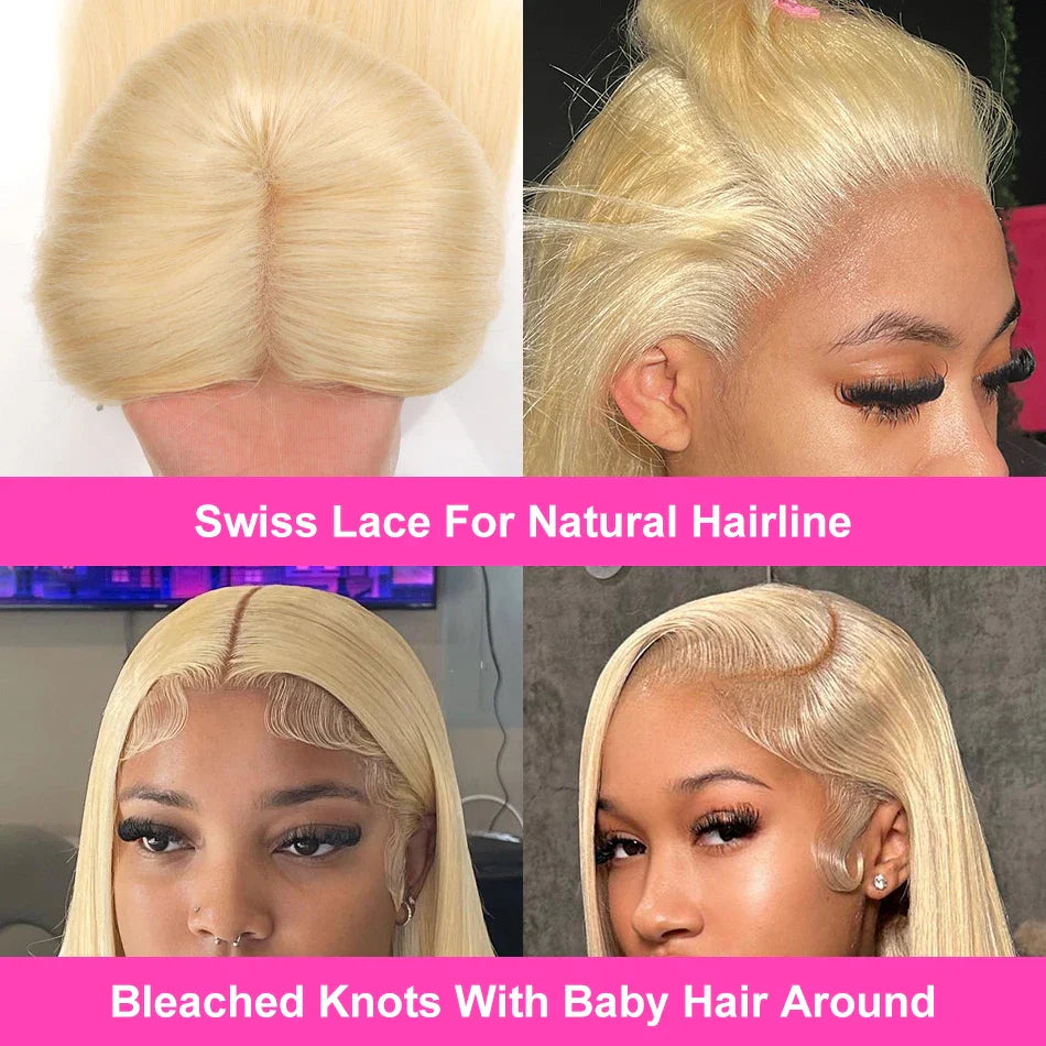 Luvin 30 40 Inch 13x4 Straight 613 Blonde Human Hair Wigs 250% Transparent Remy Brazilian 13x6 Color Lace Frontal Wig For Women