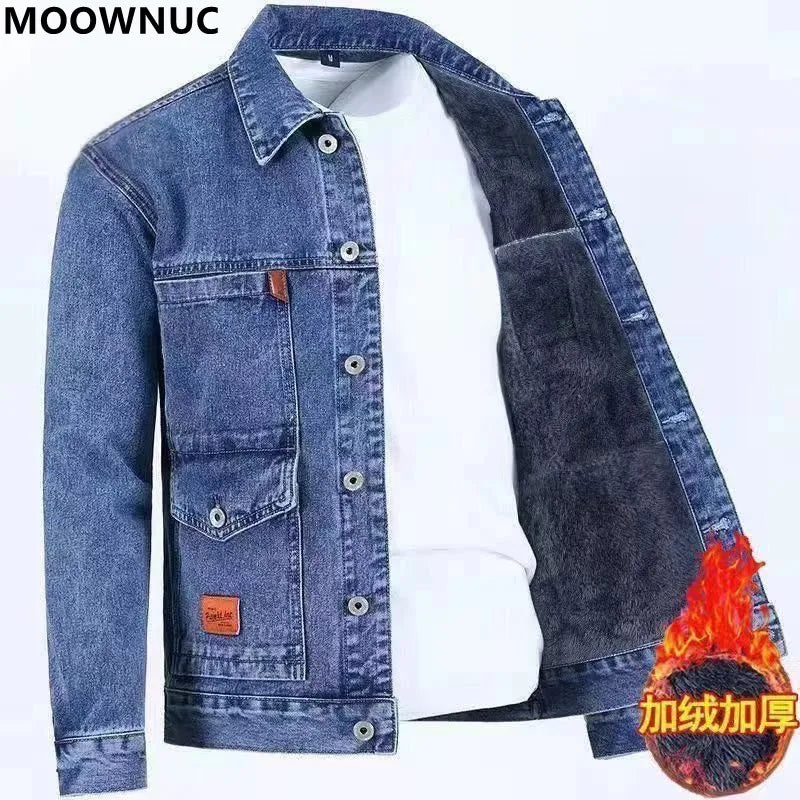 2022 Autumn and Winter New Men's Classic Fashion All-Match Denim Jacket Men's Fleece Thickening Warm High-Quality Jacket S-5XL