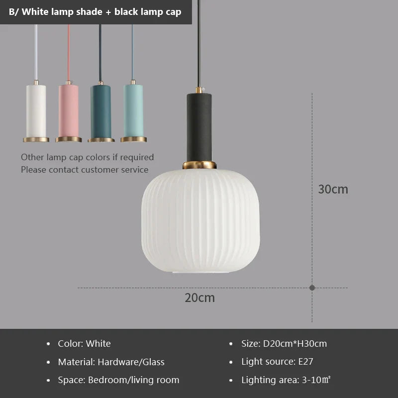 Nordic Retro restaurant colorfull Glass pendant lights Creative living room Lamp Simple bedside lamp LED E27 light