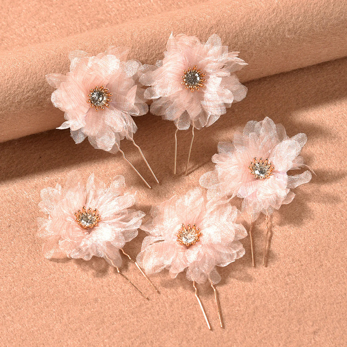 3PCS Flower Hairpin Bride Headdress For Women Pearl Mesh U-shaoped Hair Clips Fashion Girls Wedding Hair Accessories Jewelry