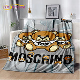 HD Cartoon Moschino Toy Bear 3D Blanket,Soft Throw Blanket for Home Bedroom Bed Sofa Picnic Travel Office Rest Cover Blanket Kid