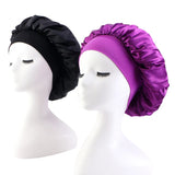 New 2 Pieces Silky Sleep Cap Women's Satin Bonnet Night Elastic Head Cover Hat Curly Hair Nightcap Night Hat Unisex Cap De Nuit