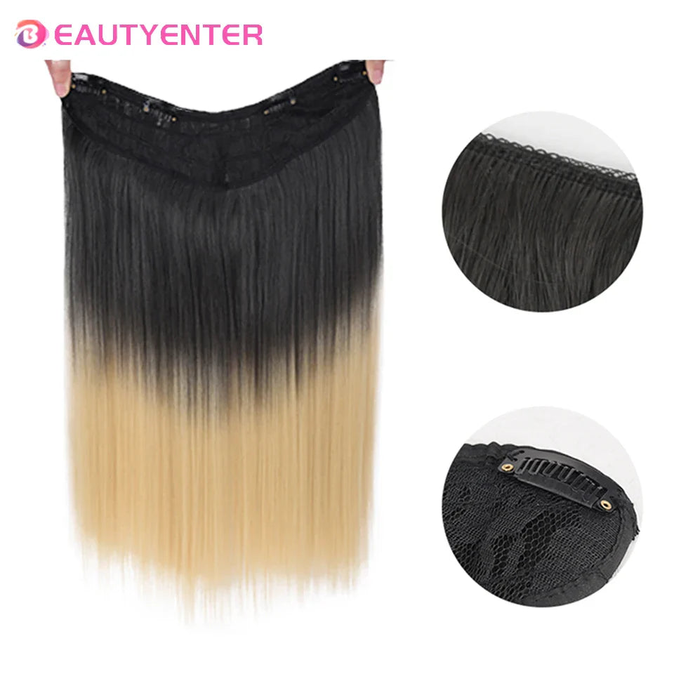 Synthetic Clips In Hair Long Wave Clip In Hair Extension Synthetic Wig Hair Extensions Ombre Gradient color Hairpieces