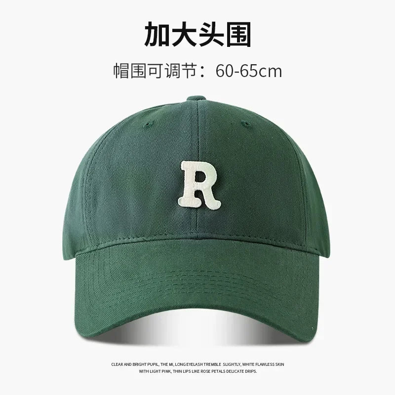 60-65cm 63-70cm Big Head Baseball Cap Men Women Soft Top Cotton Large Size Hat R Letter 2023 Fashion