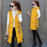 2023 New Autumn Winter Women Long Parkas Vest Warm Hooded Down Coat Parka Ladies Sleeveless Waistcoat Jacket Outwear