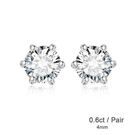 JewelryPalace Moissanite D Color Total 0.6ct 1ct 2ct 3ct 4ct 6ct S925 Sterling Silver Stud Earrings for Woman