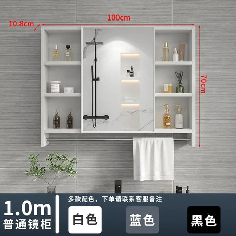 Italian Aluminum Alloy Smart Bathroom Mirror Cabinets Luxury Home Furniture Locker Wall-mounted Makeup Mirror with Storage Shelf