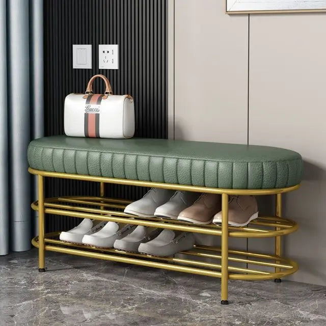 Nordic Shoe Bench Soft Cushion Multifunctional Shoe Rack Metal Frame Home Furniture Hallway Shoe Rack Bench