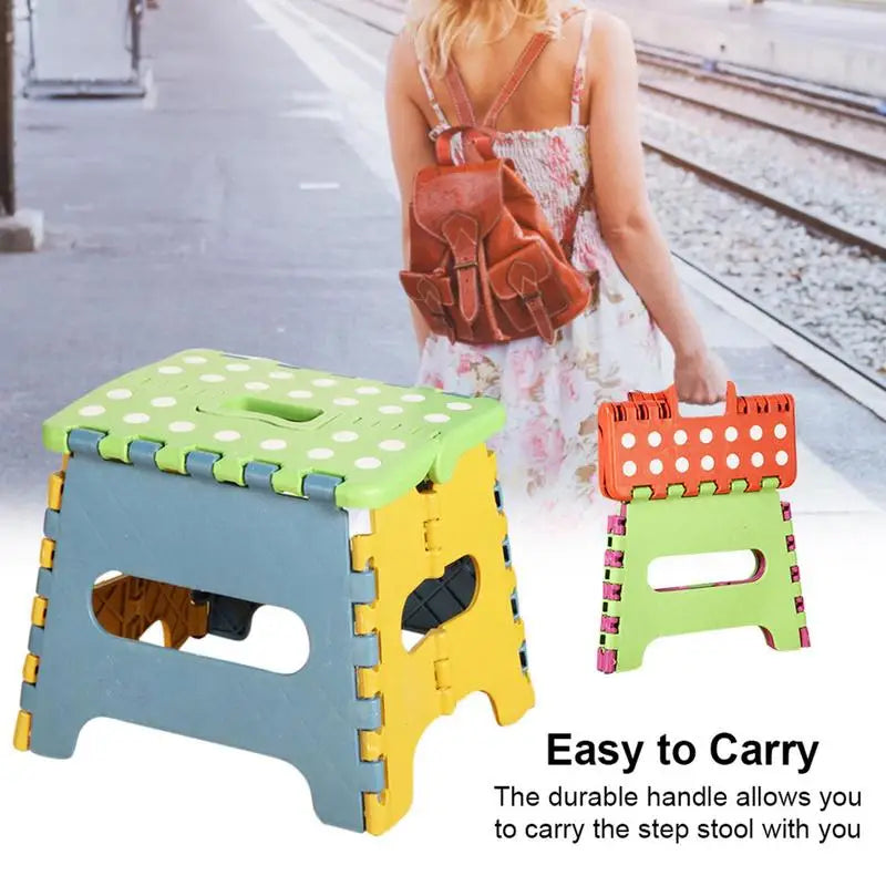 Folding Stool Lightweight Durable Plastic Stool With Handle For Adults Children Home Train Outdoor Camping Folding Step Stool