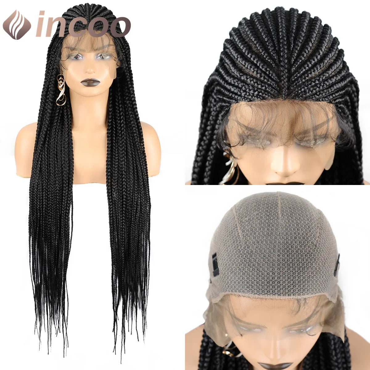 36 Inch Braid Wigs Lace Front Wig Cornrow Braided Wigs Box Braids 13x8 Lace Frontal Wig for Woman Synthetic Lace Wig Baby Hair