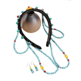 Turquoise Forehead Chain Ethnic Headband Festival Wedding Hair Hoop for Girl