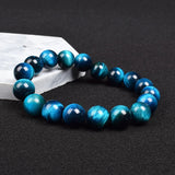 Real Natural Blue Tiger Eye Bracelet Azure Color High Quality Round Stone Beads Handmade Bracelets For Men Women Jewelry Pulsera