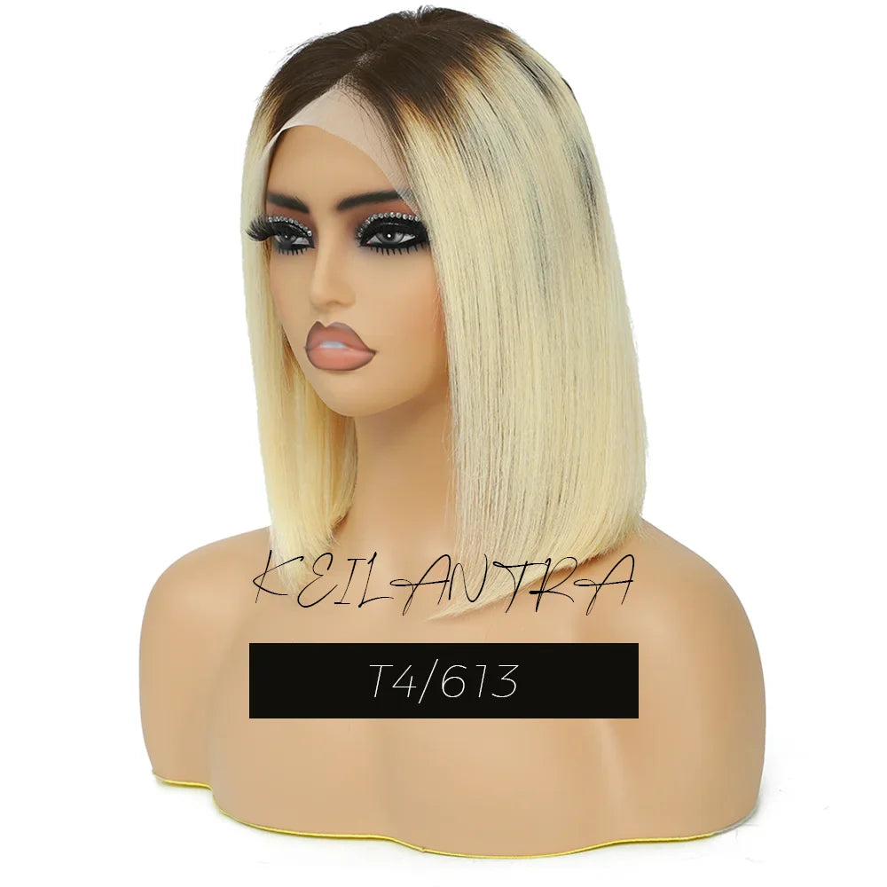 Lime Green Bob Lace Front Wigs Human Hair Wigs Glueless Short Bob Wigs Straight 13X4 Colored Lace Frontal Wigs Rose Neon