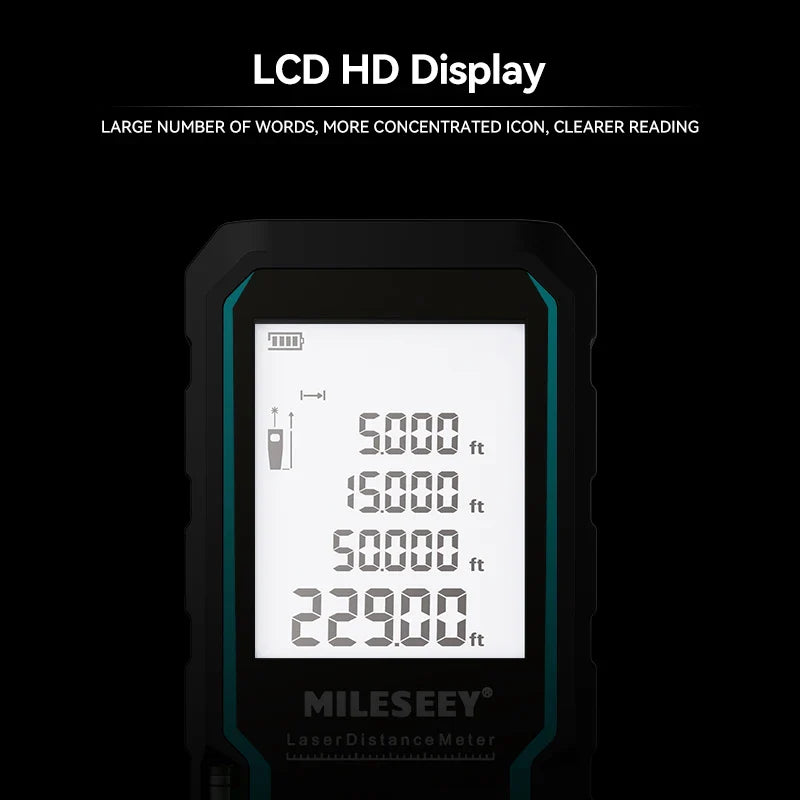 Mileseey S6 Laser Distance Meter 40m/120m, Rangefinder with Level Bubble , LCD Display with Backlit, Measure Tools for Home