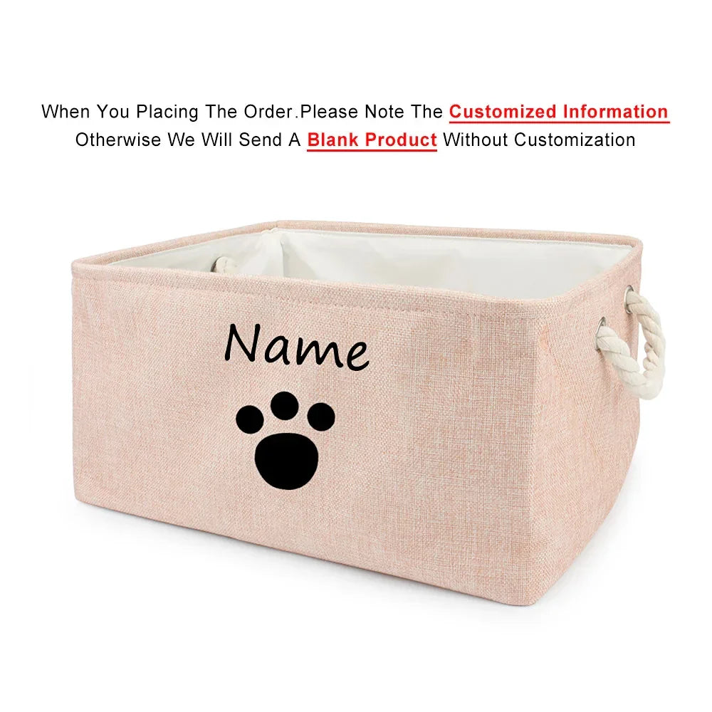 Basket Toys Dog Paw Personalized Pet Toy Storage Box For Clothes Custom Cat Product With Name Dog