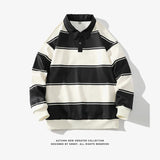 Fashion Polo Shirt Men For 2024 Autumn Spring Long Sleeves Harajuku Korea Striped Tops Tees Casual Tshirt Clothes Oversize